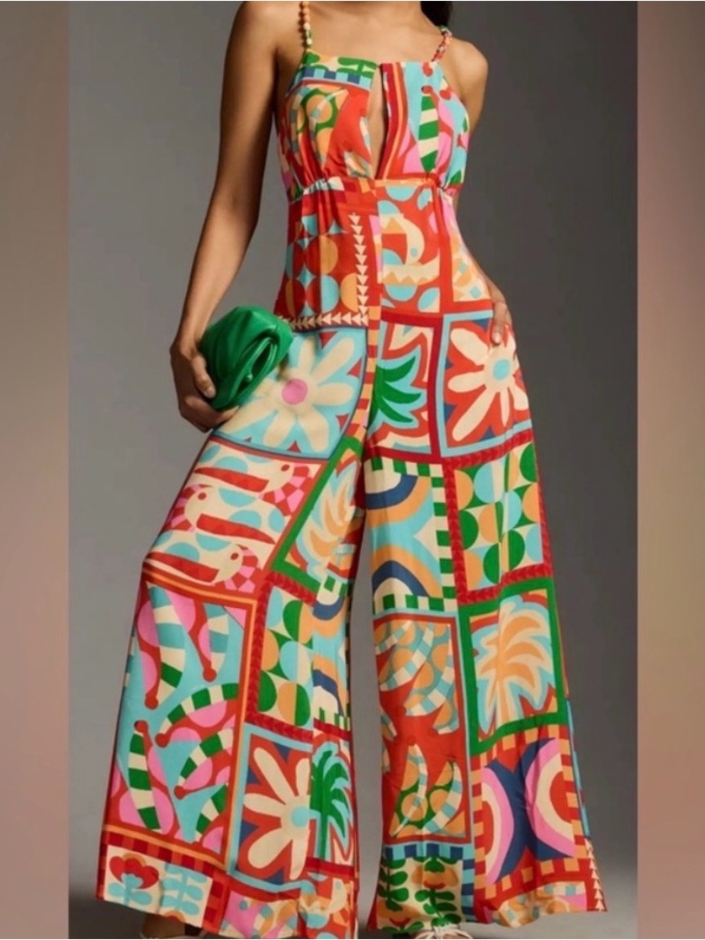 FARM RIO geometric tropical spaghetti strap jumpsuit size small